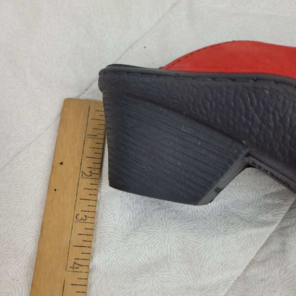 Porta red black faux suede peep toe sandals wedge soft sole arty funky edgy 8.5 - Picture 10 of 10